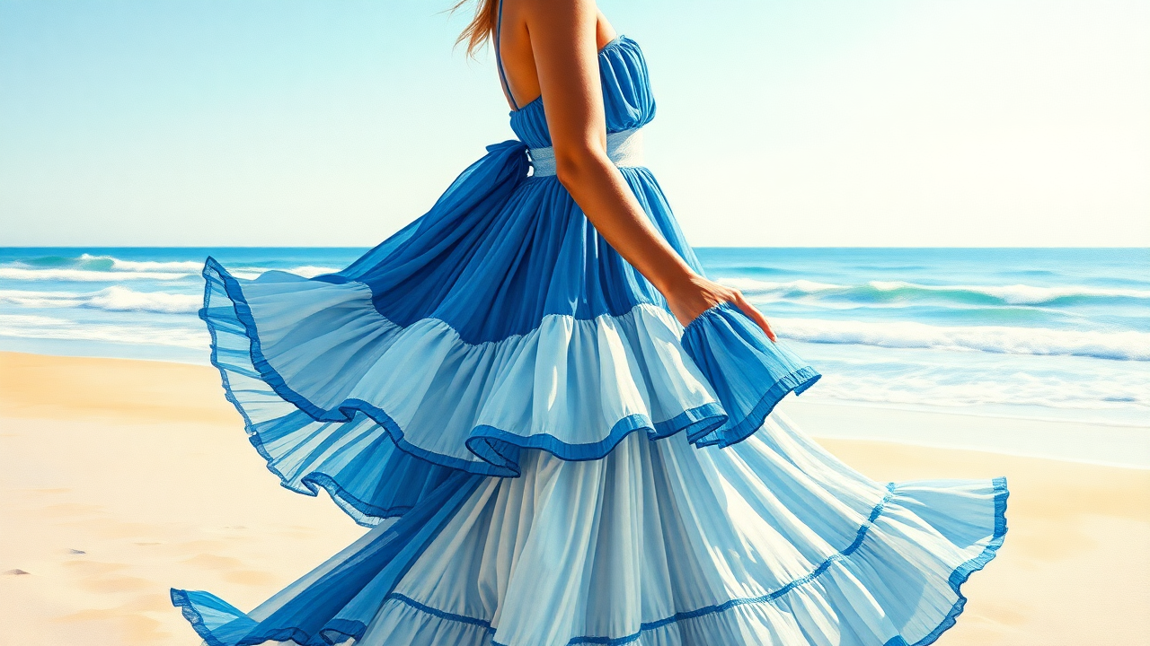 Blue and White Dress